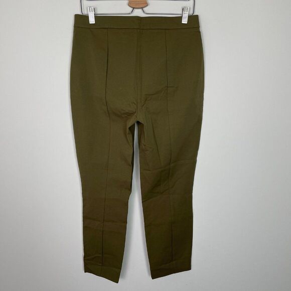 Everlane The Fixed Waist Stretch Cotton Work High Rise Pant Olive Green 10 - Picture 4 of 11